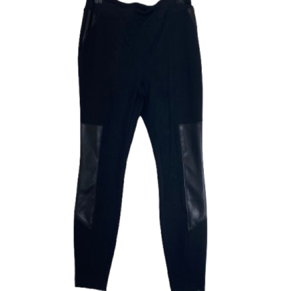 Bar III Black Leggings with Leather Accents